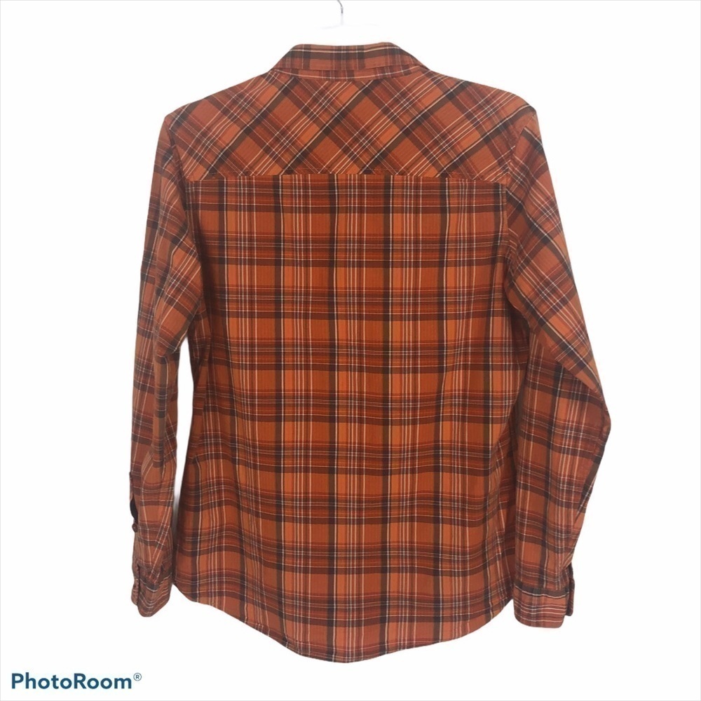 CABELA’S Women’s Button Shirt Sz Medium Multi Color Plaid Long sleeves Convert - Picture 4 of 12